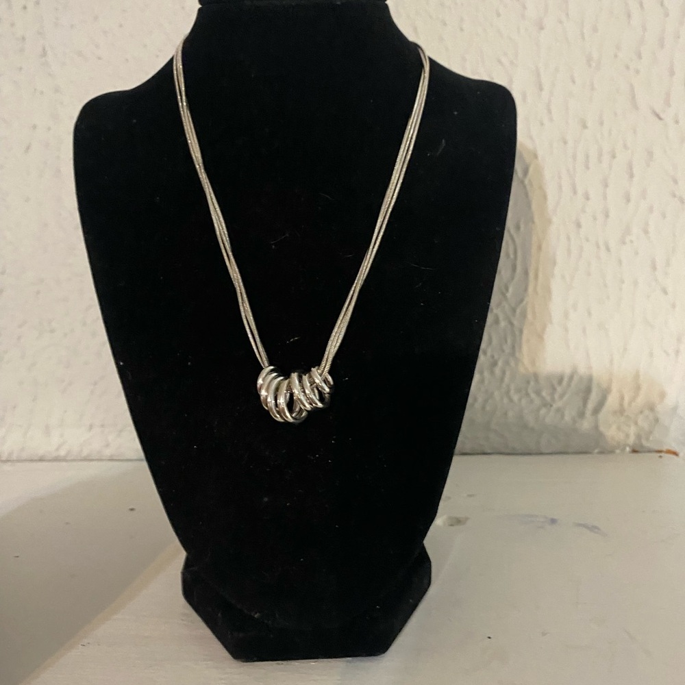 Lia Sophia Multi Chain Necklace Graduated Metal Rings